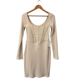 Floret Studios Cream Ribbed Boned Dress Medium